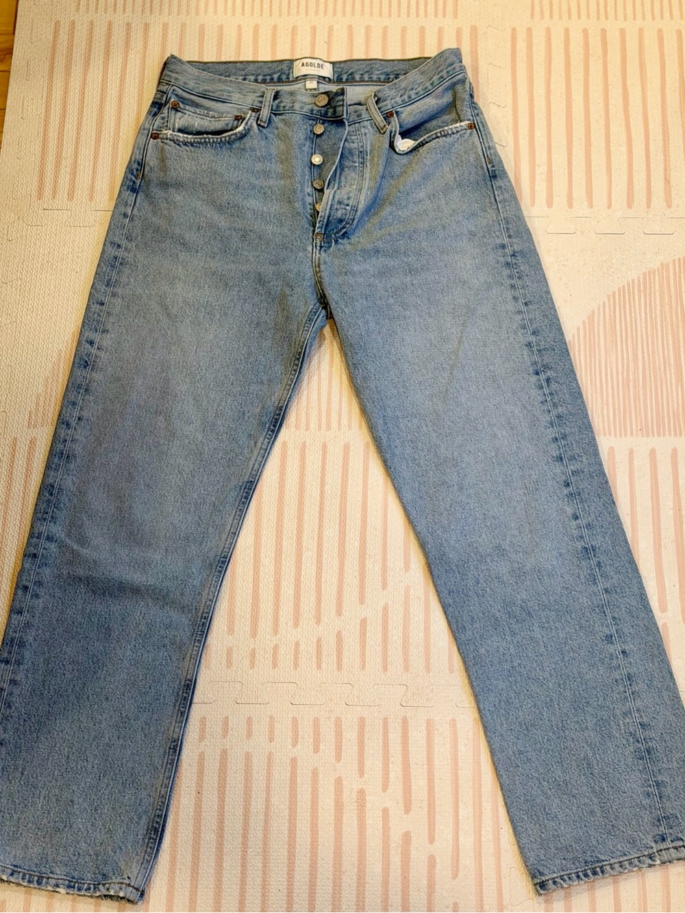 Agolde Straight-Leg Light Blue Denim Jeans